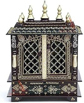 Kamdhenu art and craftWooden Temple/Home Temple/Pooja Mandir/Pooja Mandap/Temple for Home (Brown Yello)