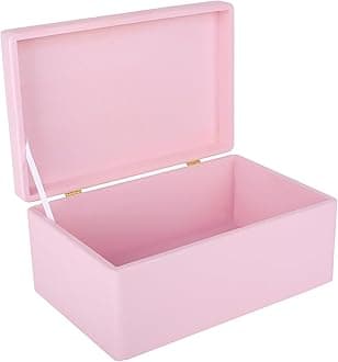 Large Pink Wooden Box Storage with Hinged Lid | 11.8x7.87x5.51in (+-0.5) | Keepsake Gift Box for Tool Dog Toy Kitchen Storage | Rough UNSANDED Wood Chest Trunk