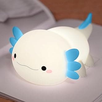 Axolotl Night Light,Cute Axolotl Lamp,Food Grade Silicone Nursery Nightlight,Rechargeable/Dimmable LED Squishy Novelty Animal Bedside Touch Lamp,Baby Room Decor, Axolotl Gifts for Kids/Boys