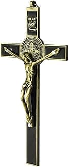 VINETEN Crucifix- Saint Benedict Wall Cross Metal Wall Art-Cross Give Blessing and The Spiritual Sacred 8 Inch