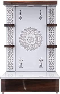 Wooden Temple White LED Light for Home and Office|Home Temple|Puja Mandir|Wall Hanging & Table Top Home Mandir (Size: 48X30X16 in)