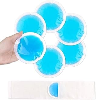 NEWGOÃ‚®Small Ice Packs for Injuries Reusable 6 Pack Ice Heat Gel Cold Pack with Cloth Backing & Sleeve for Pain Relief, Wisdom Teeth, Breastfeeding, Tired Eyes, Face, Headaches