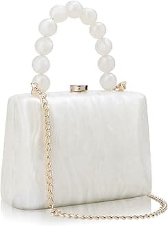 Acrylic Purses Evening Clutch Bag Marbling Handbags for Women Cross Body Bag with Pearl Chain Formal Wedding Prom Party