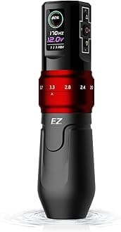 EZ Wireless Tattoo Machine - 6 Strokes 2.0, 2.4, 2.8, 3.3, 3.7, 4.2mm Bluetooth Tattoo Machine Pen with OLED Digital Display 1600mAh Battery Power Tattoo Gun (P3 Pro Matte Red)