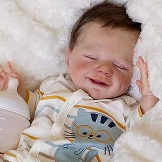 Tvqbxp Reborn Baby Doll Boy, Realistic Newborn Baby Doll Vinyl Silicone Full Body, 18 Inch Lifelike Sleeping Doll,Real Life Baby Dolls Gift for Kids Age 3