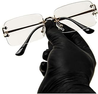 Square Unisex Frameless Gold Wire Frame Luxury Trendy Old School Retro 90's Rimless Clear Lens Hip Hop Rectangle Eye Glasses For Men Women