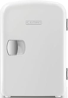 Chefman - Iceman Mini Portable White Personal Fridge Cools Or Heats & Provides Compact Storage For Skincare, Snacks, Or 6 12oz Cans W/ A Lightweight 4-liter Capacity To Take On The Go