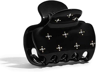 Kitsch Rhinestone Hair Claw Clip, Strong Grip Recycled Plastic Hair Clip for Thick, Curly & Fine Hair, Sparkling Stud Design for Elegant Updos & Half-Up Styles, Medium, Black, 1pc