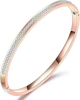 Shining Diva Fashion 18K Gold Plated Stainless Steel Openable Crystal Bracelet | Cuff Bangle | Friendship Couple Wedding Gifts for Mother Sister Wife Girlfriend | Anti Tarnish Jewellery