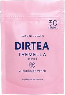 DIRTEA Tremella Mushroom Powder | 2,000mg / Serving | Organic, Vegan & Non GMO | Skin Hydration & Collagen Production | High Strength Supplement | 60g - 30 Servings