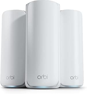 NETGEAR Orbi 770 Series | WiFi 7 Mesh System | RBE773 | Wireless Router + 2 Satellites | Up to 11 Gbps | Covers 6,750 sq. ft. | Connects up to 100 devices | Tri-band BE11000 | 2.5 Gig Internet Port