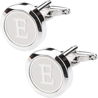 Dannyshi Men's Classic Stainless Steel Initial Cufflinks 26 Letters Business Wedding Shirts A-Z
