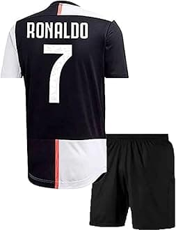 GenericRonaldo 7 Football Jersey with Black Shorts(Kid's, Boy's& Men)