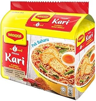 Maggi Malaysia 2 Minute Instant Curry Flavour Masala Noodles 5 Packs x 79g Kari Spicy Pedas Mee Chili Soup