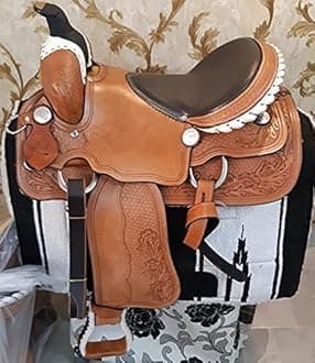 SUPREME SADDLERY Pony and Adult Leather Premium Classic Quality Handmade Horse Saddle Comfort Western Barrel Racing Trail Equestrian Horse Saddle Size 10" to 18" inches Seat MO2 (16.5 Inches Seat)