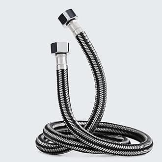 Stainless Steel Braided Hose Flexible Water Plumbing Pipe Bathroom Kitchen Sink Hot Cold Water Inlet Hoses for Toilet/Taps G1/2 X G1/2 30CM Long