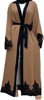 AFAVOM Women Turkey Abaya Islamic Muslim Prayer Dress Embroidered Cardigan Kaftan Dubai Robe Casual Turkish Modest Dress