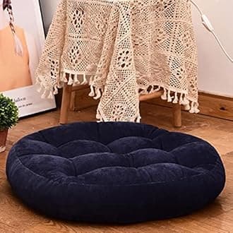 HIGOGOGO Round Solid Floor Pillow, Tufted Meditation Pillow for Seating on Floor Thick Seat Cushion Meditation Cushion for Yoga Living Room Sofa Balcony Outdoor, Navy, 22x22 Inch