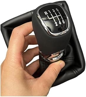 ​​Shift Handle 5/6 Speed Leather Car Shift Gear Knob Lever Gaitor Boot Cover for Skoda for Yeti 2009-12 for Superb II (2008-12)(6 Speed)