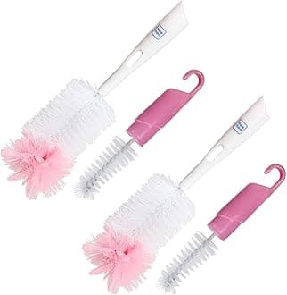 Easy Grip Bottle Brush Cleaner with Nylon Bristle (Pink)
