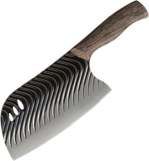 Machado Stainless Steel Professional Wavy Pattern Serbian Full Tang Butcher Knife, Hand-Forged Precision, Ideal For Meat And Poultry
