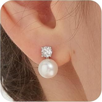 CHESKY Pearl Earrings for Women, Dainty 14K Gold Plated/Silver Plated Drop Quality Handpicked AAA+ Freshwater Cultured Round Pearls Dangle Earrings Wedding Jewelry for Women Gifts