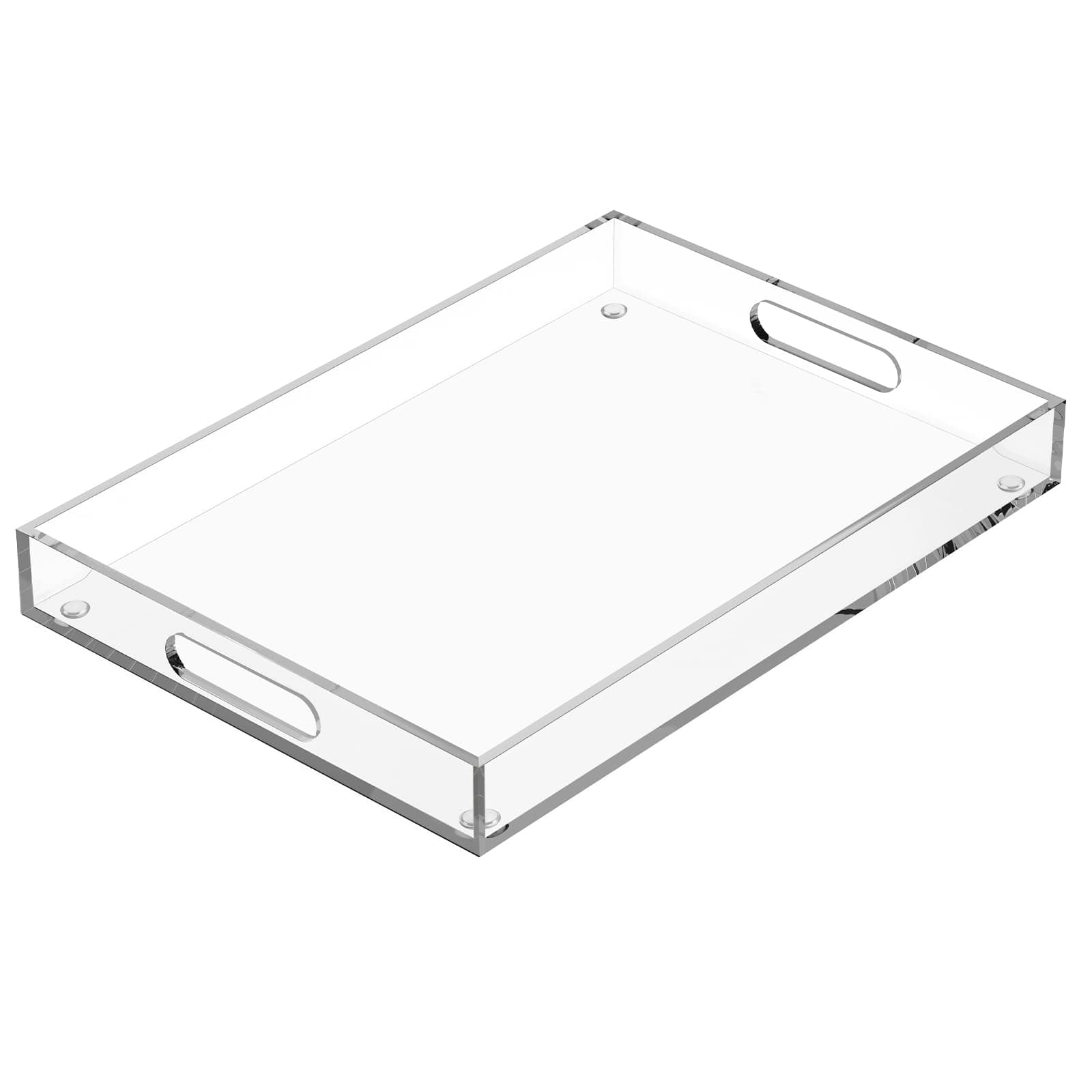 Acrylic Serving Tray with Handles, Extra Large Rectangular Tray for Serving Food, Drinks, Snacks and Appetizer, Outdoor Lucite & Coffee Table Trays, Acrylic Makeup Organizer 12" × 20"
