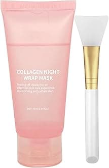 Collagen Overnight Wrapping Peel Off Facial Mask with Jelly Brush, Skin Hydration & Firming & Glowy, Improve Sagging & Dullness, Korean Skincare(75ml, 2.54 fl.oz)