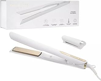 Kristin Ess 3-in-One Titanium Hair Straightener and Curler 2 in 1 Combo + Waver for Women - 1 1/4" - 440 Degrees - Professional Ionic Dual Voltage Flat Iron + Travel Cap - Frizzy, Curly + Thick Hair