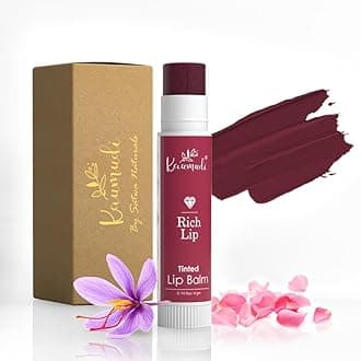 Kaumudi Handmade & 100% Natural 3in1 Lip Balm (Lip Tint | Cheek Tint | Eye Shadow) made with Rose & Saffron Essential oil | Best for Dry, Damaged & Chapped Lips | Hydrates & Moisturizes (Rich Lip)