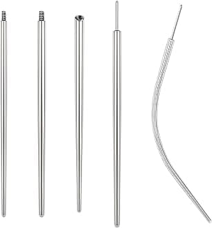 BodyAce 14G 16G 18G 20G Piercing Taper, Stainless Steel Threadless Insertion Pin Screw On Assistant Tool, Curved Body Piercing Stretching Kit for Ear/Nose/Navel/Lip/Eyebrow