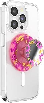 Phone Grip for MagSafe with Kickstand, Magnetic Stand, Swappable Top, Secure Hold for iPhone MagSafe Cases, Phone & Tablet Grip - Pink Relief