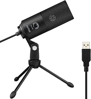 FIFINE USB Microphone, Metal Condenser Recording Microphone for Laptop MAC or Windows Cardioid Studio Recording Vocals, Voice Overs,Streaming Broadcast and YouTube Videos-K669B,Black