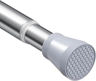 Tension Curtain Rod Silver Tension Rod 28 To 48 Inch Spring Curtain Rod Non Slip Tension Rods 1pcs For Windows No Drilling Adjustable Tension Rods of Curtain Window Closet Kitchen Wardrobe