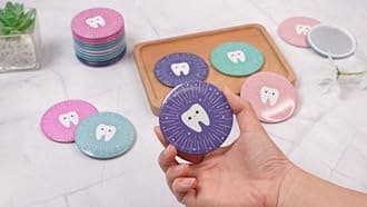 Geetery 36 Pcs Valentine Dentist Appreciation Gifts Tooth Compact Mirrors Dental Hygienist Assistant Accessories for Dental Students Woman Office Staffs Assistants