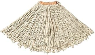 Rubbermaid Commercial Products Dura Pro Large 24 OZ Cotton Wet Mop, 1" Headband, White, for Industrial/Professional General Purpose Floor Cleaning or One-Time Use