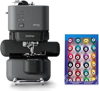 Skitch Single-Needle Embroidery Machine with Artspira Connection, Plus 24 Spools of Jewel Toned Thread