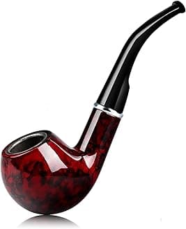 Joyoldelf Tobacco Pipe, Classic Smoking Pipe with Foldable Pipe Stand, Bent Tobacco Pipes for Smoking with Gift Box and Smoking Accessories