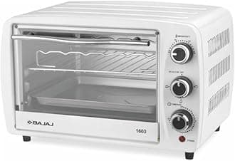 1603 16 Litres Oven Toaster Grill (16L OTG) With Baking & Grilling Accessories| 1200 W | Oven For Kitchen With Transparent Glass Door| 2 Year Warranty by Bajaj| White