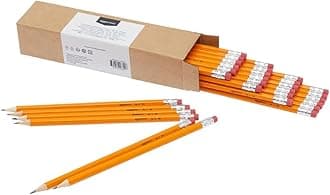 Amazon Basics Wood Cased Graphite #2 HB Pencils, presharpened, no smudge eraser tip, school, kids, Pack of 30