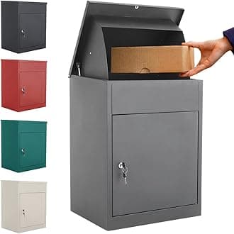 INMOZATA Wall Mounted Parcel Box Outdoor Weatherproof Delivery Box Smart Parcel Drop Box for Secure Multiple Large Delivery Packets & Mails Receiving (Grey)