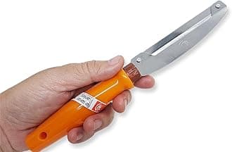 Kitchen Tool 8½" Long Orange Plastic Handle Stainless Steel Peeler - Thai Cooking Utensils Multipurpose Portable Hand-Held Cookery Equipments for Preparing Food Fruit Vegetable