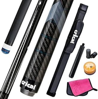 CRICAL Carbon Fiber Pool Cue Stick 58" Billiard Cue Sticks Professional Low Deflection Pool Sticks with 3/8 * 8 Pin Joint and 12.5mm Tip