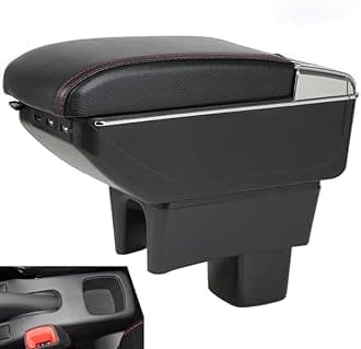 Leather Car Center Console Armrest Storage Box Compatible with Suzuki Swift 2005~2008 2009 2010 2011 2012 2013 2014 2015 2016 2017 2018 2019 2020 2021 2022 2023(Black with 7 USB)