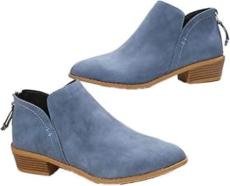Ankle Booties for Women,Women's Casual Dress Low Heeled Booties. V Cut Fashion Thick Heel Design Shoes