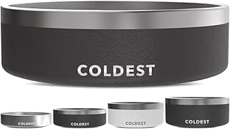 Coldest Dog Bowl - Anti Rust Metal, Non Slip, 3 Layers Insulated Stainless Steel Dog Bowls - Spill Proof & Heavy Duty - Water Bowl for Dogs, Cats & Pets, Dish Washer Safe (42 oz, Stealth Black)