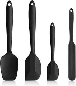 Heat Resistant Silicone Spatulas, Non Stick Coating with Steel core, Cake Cream Butter Spatula Mixing Batter Scraper Brush Silicone Baking Tools(4PCS)