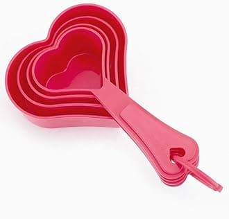 Heart-Shaped Measuring Cups Set, 4-Piece, Pink Plastic Kitchen Tools
