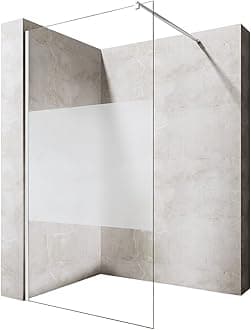 Durovin Bathrooms 1200mm Walkin Shower Screen 2000 mm high - 8mm Safety Frosted Strip Glass -Wet Room Shower Enclosure