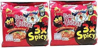 SAMYANG 3X Spicy Buldak Hot Chicken Flavour Instant Korean Noodles - 140Gmx10Pack (5Pack X 2Combo) (Imported)